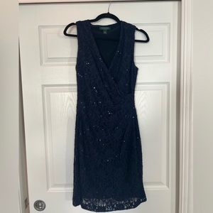 Ralph Lauren Navy sequin laced dress